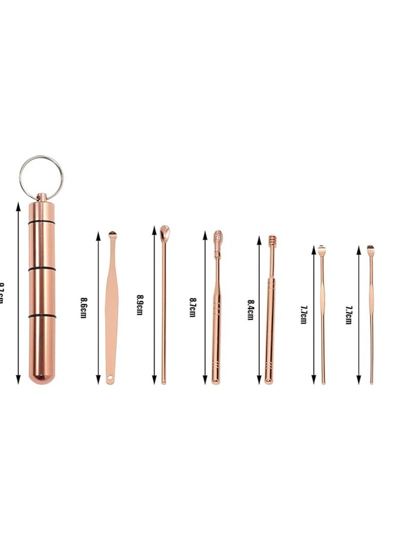 6 Pcs/Set Ear Wax Pickers Stainless Steel Earpick Wax Remover Piercing Kit Earwax Curette Spoon Care Ear Clean Tool Ear Cleaner - Image 2