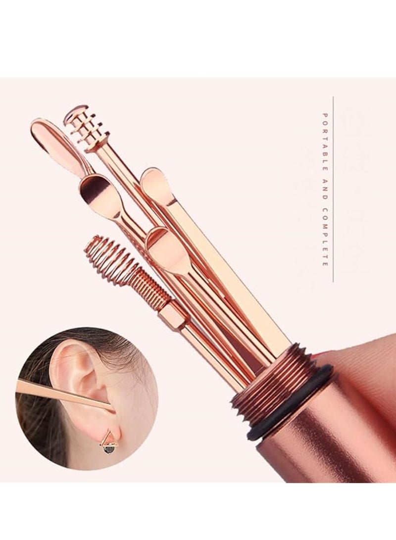 6 Pcs/Set Ear Wax Pickers Stainless Steel Earpick Wax Remover Piercing Kit Earwax Curette Spoon Care Ear Clean Tool Ear Cleaner - Image 3