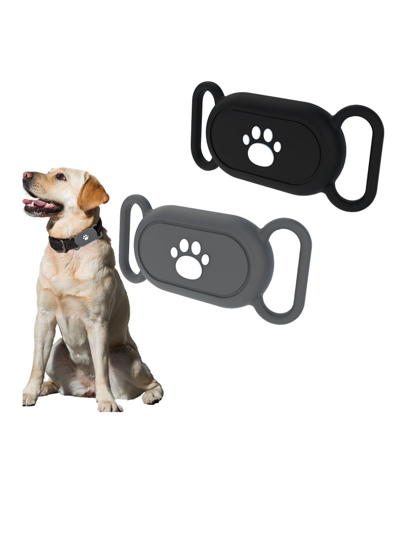 Protective Cover for Samsung Smart Tag 2, Waterproof Anti-Loss Dog Collar Holder, 2 Pieces, Black & Grey - Image 1