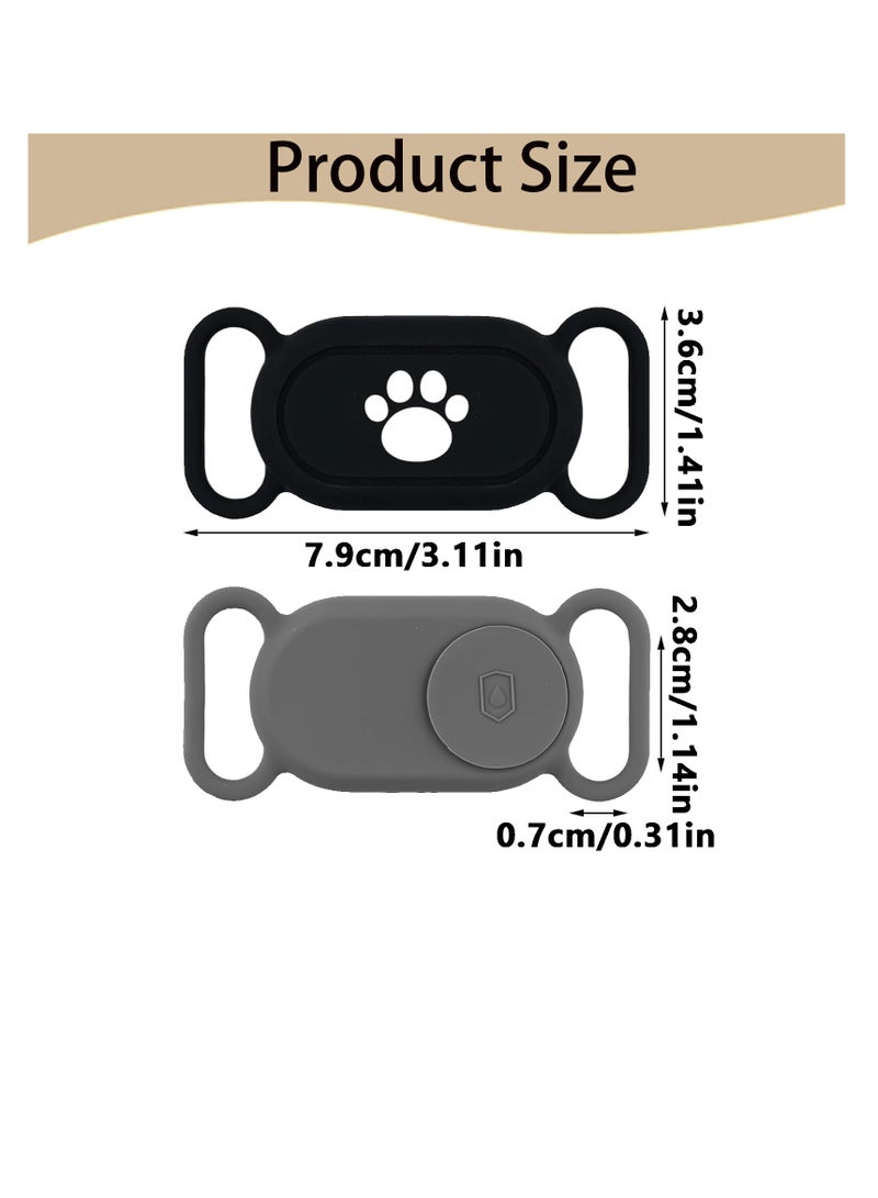 Protective Cover for Samsung Smart Tag 2, Waterproof Anti-Loss Dog Collar Holder, 2 Pieces, Black & Grey - Image 2