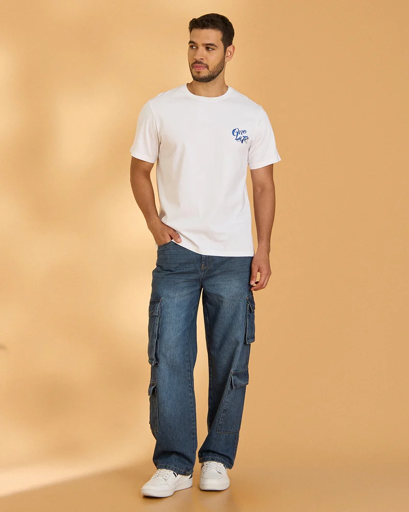 Redtag Men Navy Cargo Jeans