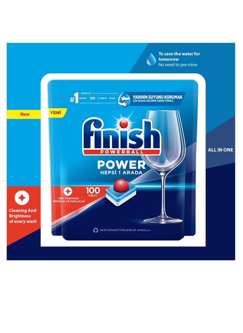 Finish - All In One Max Powerball Dishwasher Tablets 100 Tablets - Image 1