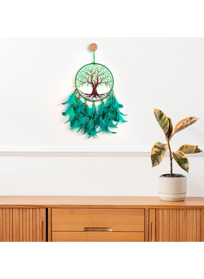DULI Dream Catcher Handmade Tree of Life Canvas Dreamcatcher for Bedrooms Office Balcony Outdoors Garden Car Hanging, 49cm, Dreamkacher (CanvasTreeofLifeMediumDC- Green) - Image 4