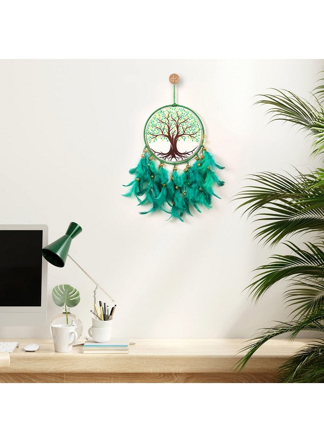 DULI Dream Catcher Handmade Tree of Life Canvas Dreamcatcher for Bedrooms Office Balcony Outdoors Garden Car Hanging, 49cm, Dreamkacher (CanvasTreeofLifeMediumDC- Green) - Image 2