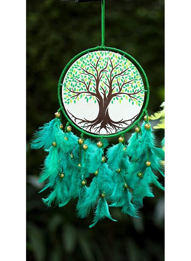 DULI Dream Catcher Handmade Tree of Life Canvas Dreamcatcher for Bedrooms Office Balcony Outdoors Garden Car Hanging, 49cm, Dreamkacher (CanvasTreeofLifeMediumDC- Green) - Image 3