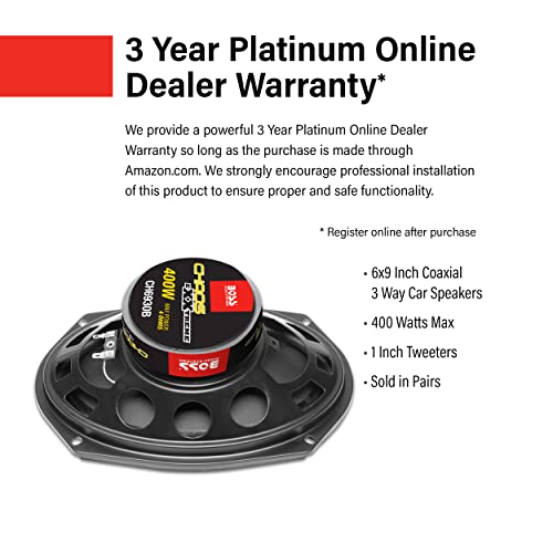 BOSS Audio Systems CH6930B Chaos Series 6 x 9 Inch Car Stereo Door Speakers - 400 Watts Max, 3 Way, Full Range Audio, Tweeters, Coaxial, Sold in Pairs - Image 4
