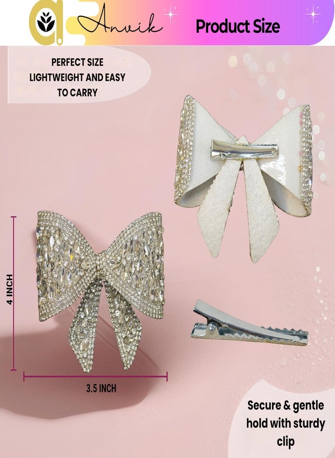 ANVIK Hair Bow Clips for Women | Crystal Bow Clip | Bow Barrette Clip | Alligators Bow Clips | Fancy Hair Clips | Hair Accessories for Women - Image 4