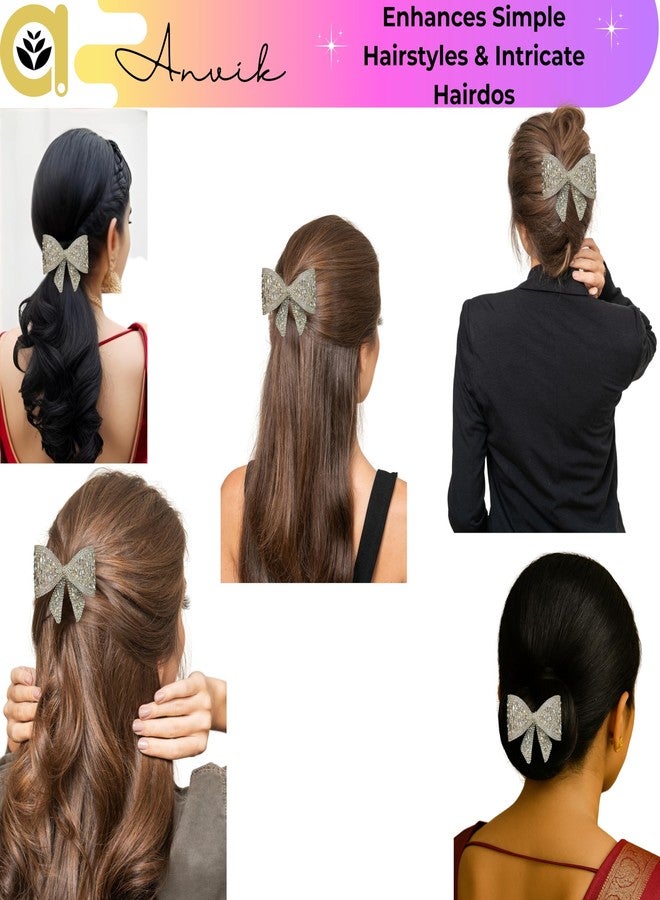 ANVIK Hair Bow Clips for Women | Crystal Bow Clip | Bow Barrette Clip | Alligators Bow Clips | Fancy Hair Clips | Hair Accessories for Women - Image 5