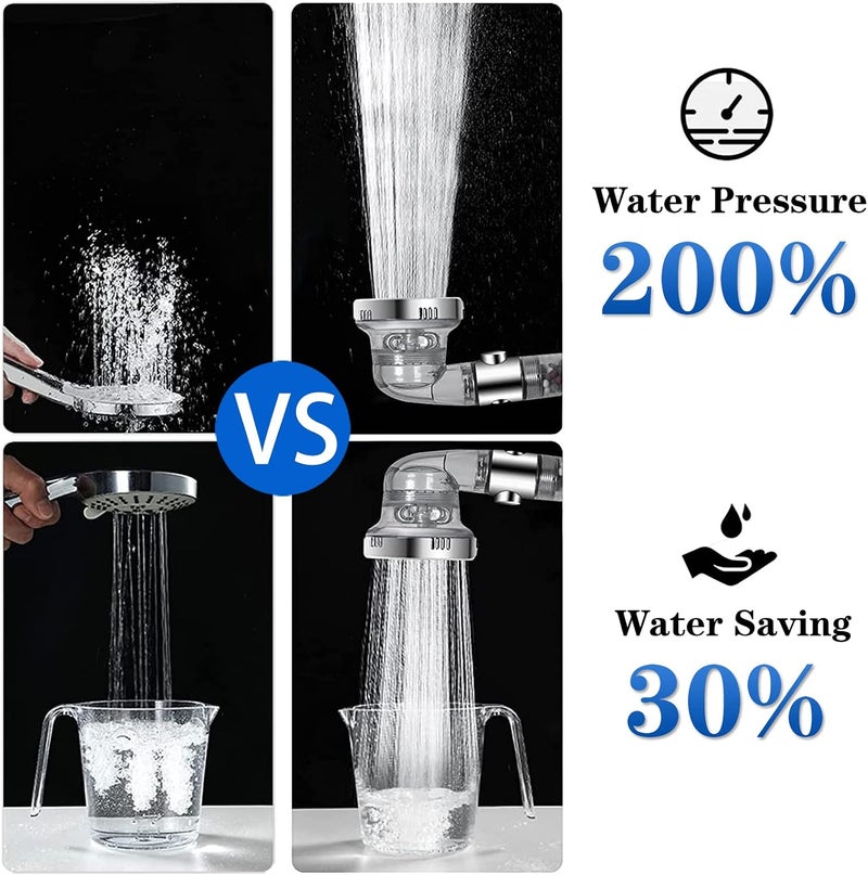 PUJANE High Pressure Shower Head with Negative Ionic Balls to Soften Hard Water and Help Reduces Hair Loss, Large Rainfall SPA Water Saving, Filtered Hand Held Shower Head Remove Chlorine - Image 3
