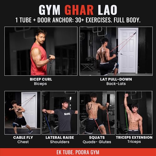 Slovic Resistance Tube [Upto 25 KG] | Resistance Band for Workout | Stretching Band for Exercise Band | Resistance Bands Set | Gym Equipment for Home Workout | Ideal for Men & Women - Image 4