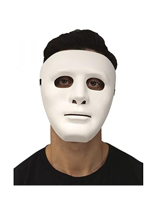 قناع هالوين أبيض ذو وجه مستقيم خالي من الزخارف - Image 1