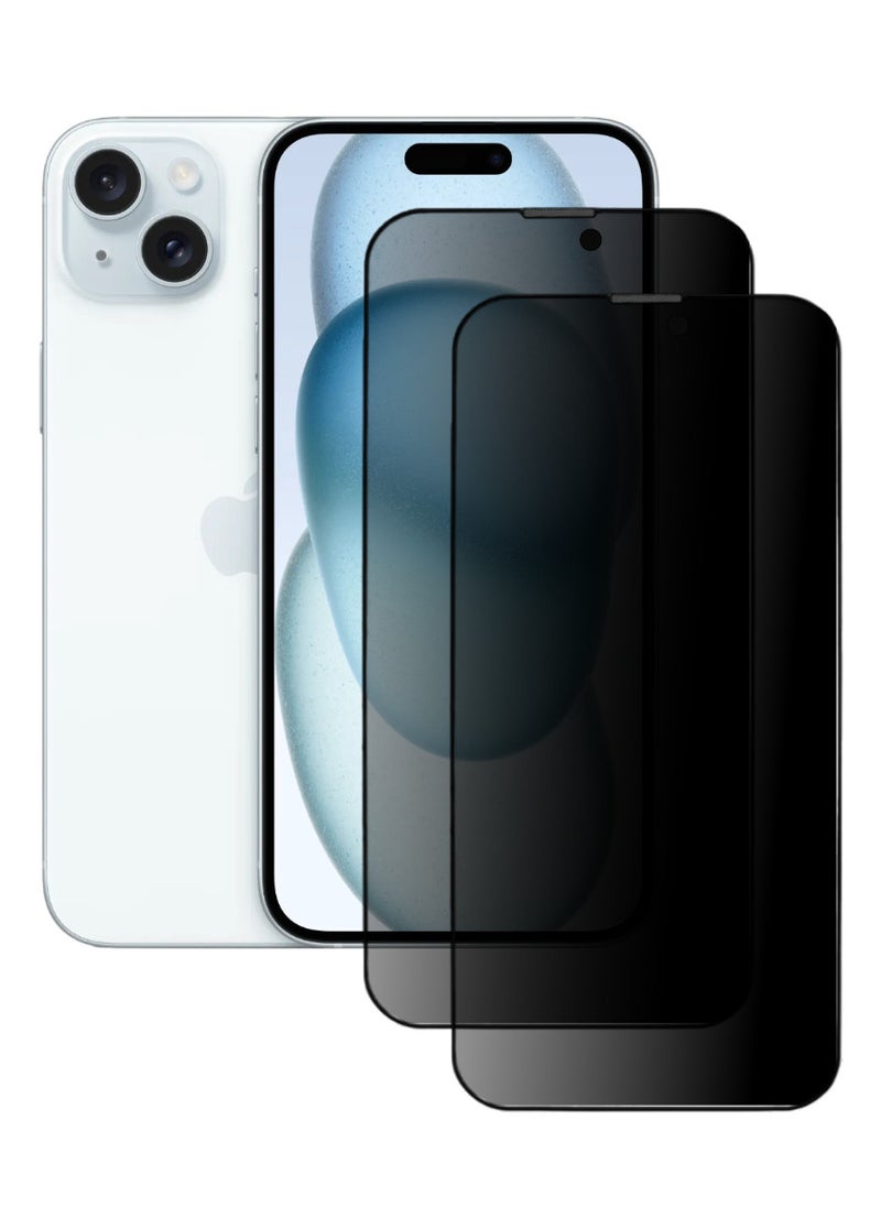 ACLIX 2 Pieces Antistatic ESD Dustof Premium Quality High Definition Anti-Spy Privacy Tempered Glass Screen tector Designed For  iPhone 15 - Image 1