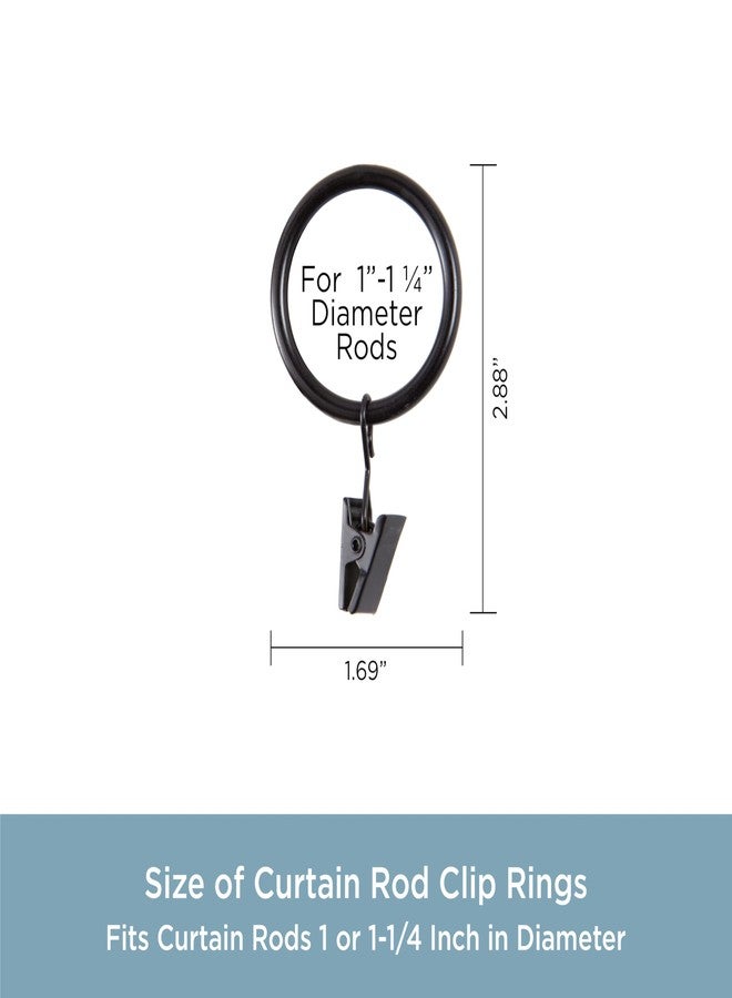 Kenney Clip Rings for 1" to 1-1/4" Diameter Curtain Rods, Black, 14-Pack - Image 3