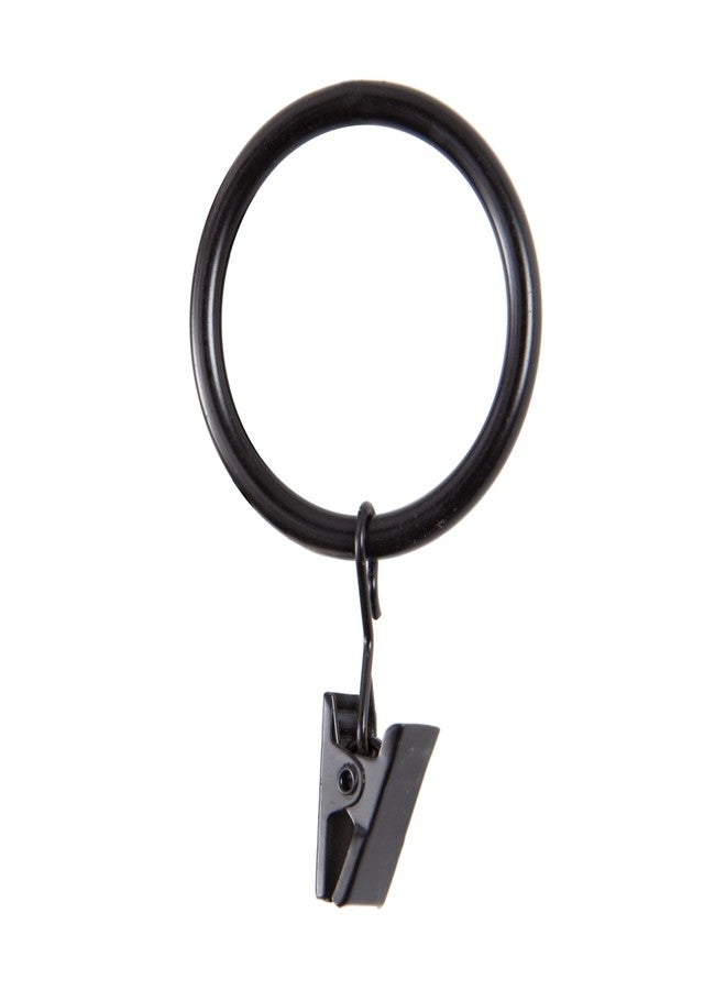 Kenney Clip Rings for 1" to 1-1/4" Diameter Curtain Rods, Black, 14-Pack - Image 1