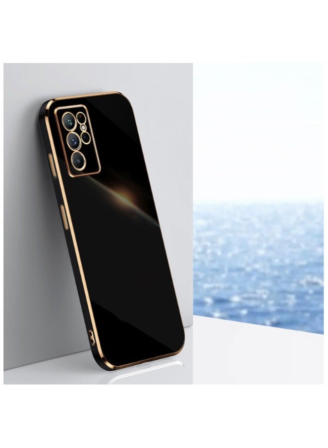 Samsung Galaxy S22 Ultra Black Mobile Phone Case Cover, Luxury Plating Soft Back Cover, Raised Full Camera Protection - Image 1