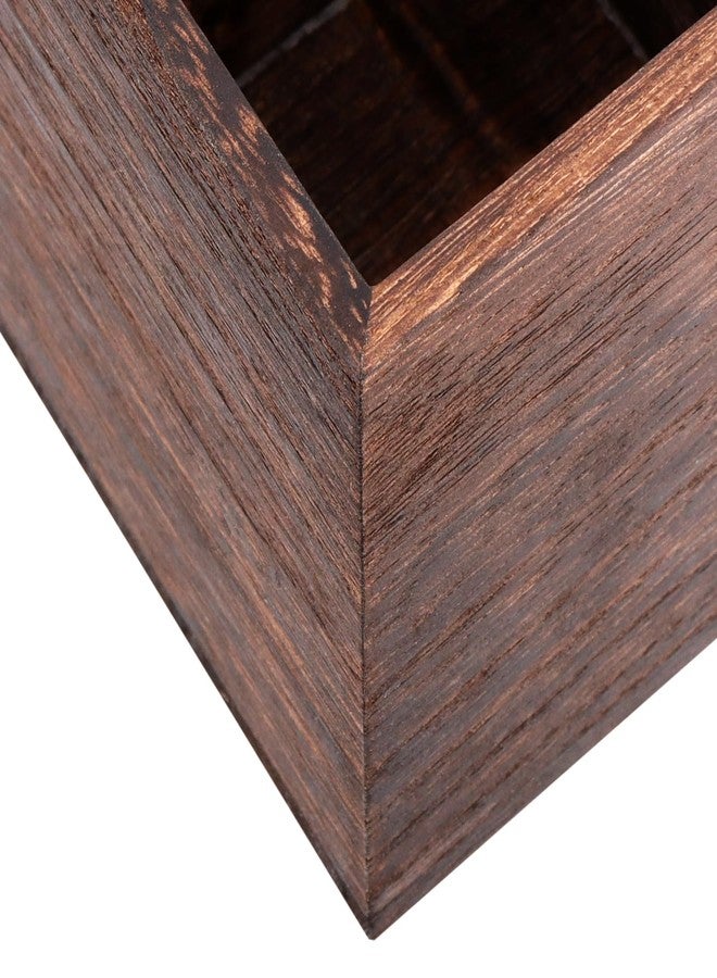 HAKZEON 4 Pack Wooden Planter Box, 4 Inch Square Wood Vase Flower Pots Rustic Cube Planter Box for Wedding Garden Windowsill Home Decor - Image 3