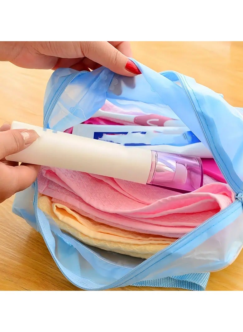 Goolsky 5-Pack Foldable Water-Resistant PVC Cosmetic Bags, Spacious Makeup Pouches with Secure Zipper Closure, Lightweight Travel Toiletry Bags, Easy to Clean, Basic Style - Image 3