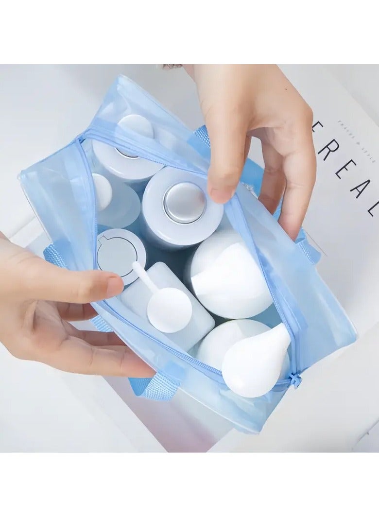 Goolsky 5-Pack Foldable Water-Resistant PVC Cosmetic Bags, Spacious Makeup Pouches with Secure Zipper Closure, Lightweight Travel Toiletry Bags, Easy to Clean, Basic Style - Image 4