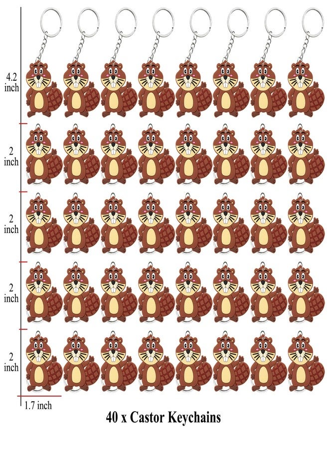 Elecrainbow 40 Pack Beaver Keyring Pack Party Favor for Safari Party, Jungle Party, Wild Animal Themed Birthday, Wild ONE First Birthday, Castor Gender Reveal, Brown - Image 4