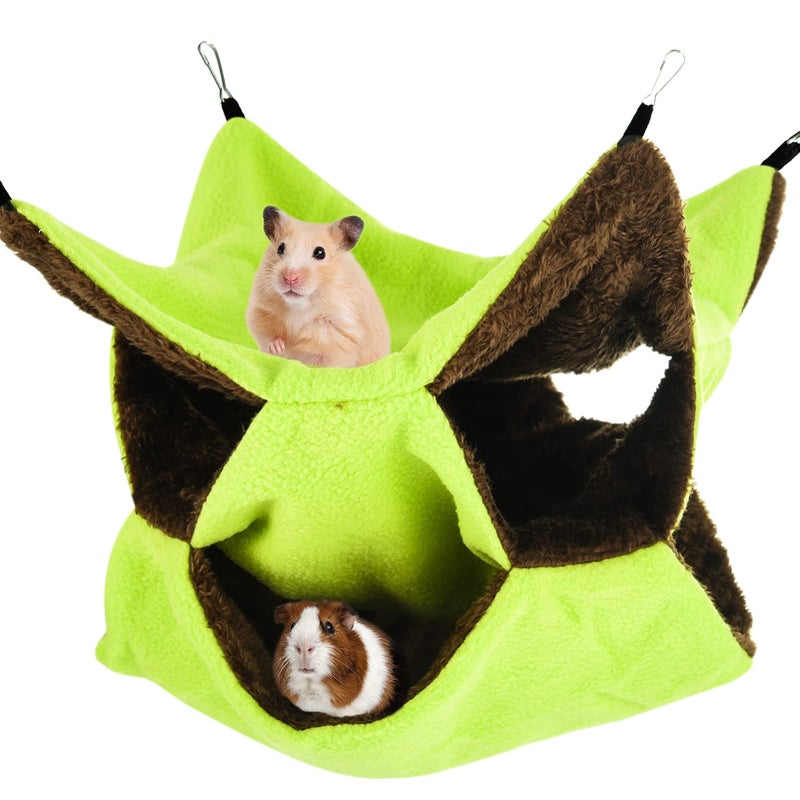 XINRUI 3 Tier Ferret Rat Hammock,Guinea Pig Cage Accessories,11.8x11.8 Inches,Pet Cage Hanging Bunkbed Hammock for Small Animals,Guinea Pig,Ferret,Kitten,Squirrel,Chinchilla,Rat,Parrot - Image 1