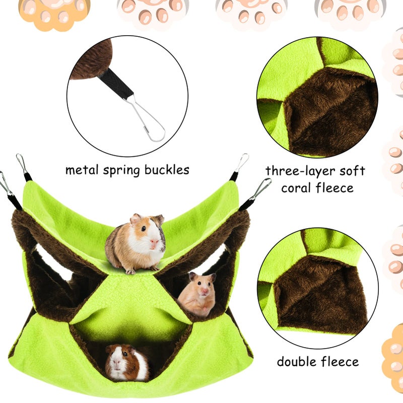 XINRUI 3 Tier Ferret Rat Hammock,Guinea Pig Cage Accessories,11.8x11.8 Inches,Pet Cage Hanging Bunkbed Hammock for Small Animals,Guinea Pig,Ferret,Kitten,Squirrel,Chinchilla,Rat,Parrot - Image 3