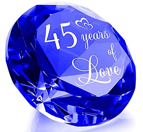 Movdyka 45 Years Anniversary Wedding Gifts for Couple 45th Sapphire Wedding Romantic Gifts for Wife 45 Years of Love Sapphire K9 Crystal Keepsake for Parents