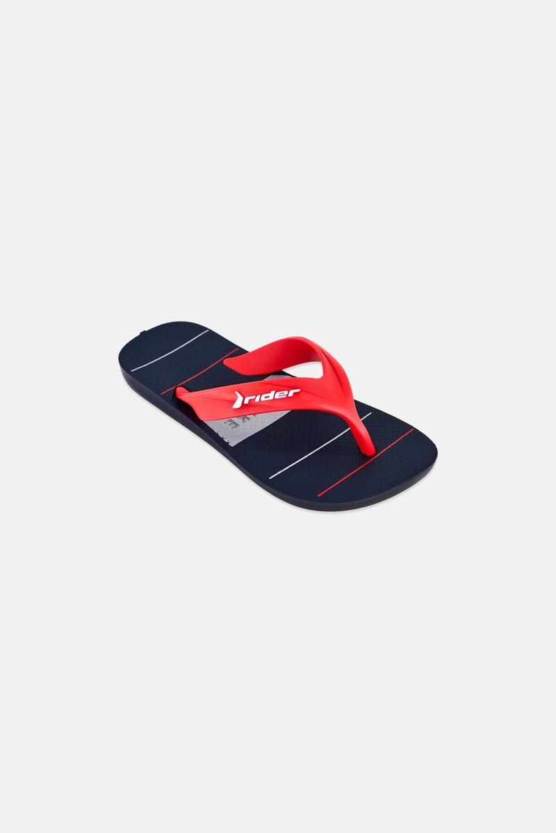 RIDER Kids Boy Brand Logo Slip On Slippers, Multicolor - Image 1
