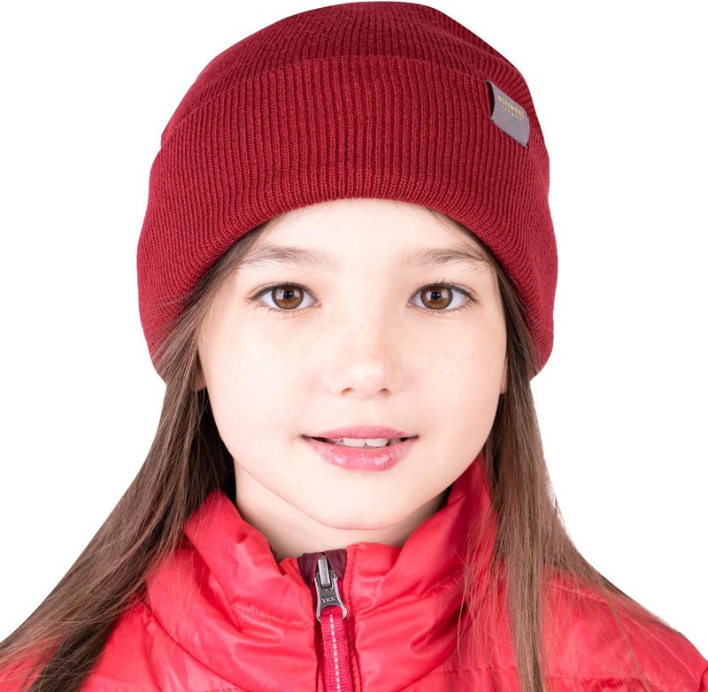 MERIWOOL Kids’ Beanie - Merino Wool Ribbed Knit Winter Hat for Boys and Girls - Image 2
