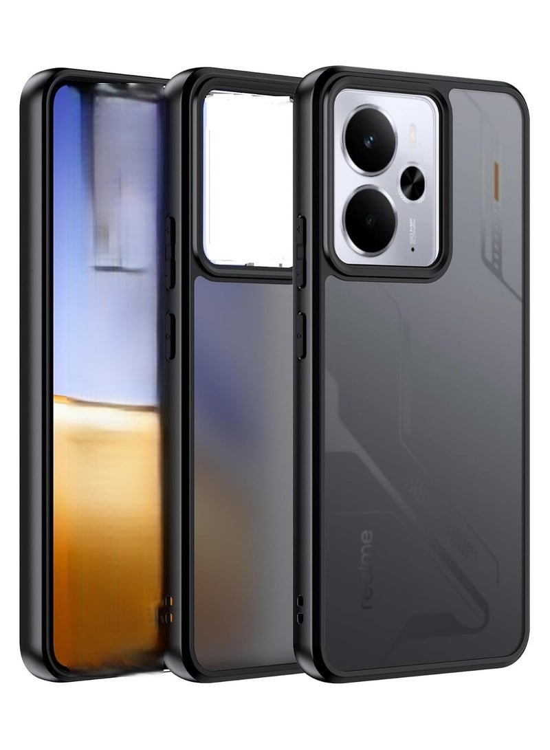 Case Cover Shockproof Hard PC Back Soft TPU Frame Matte Black Slim Protective Cover Compatible with  Realme 14 5G / realme 14T ( Black) - Image 1