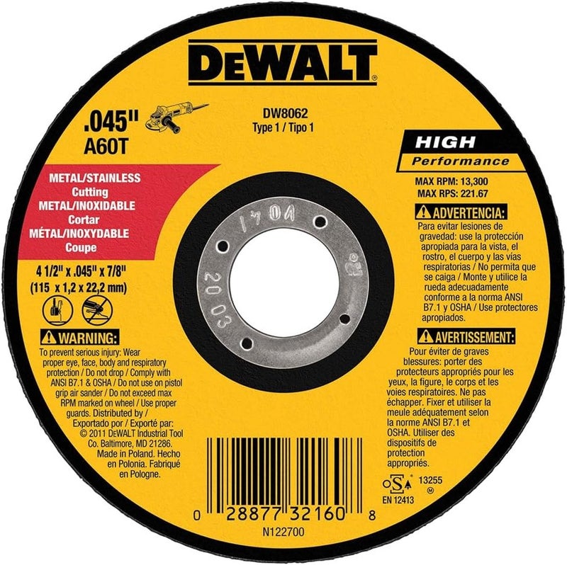 DEWALT DeWalt DW8062 412x045x78 Metal Angle Grinder Thin Cutoff Wheel 10 Pack  - Image 3