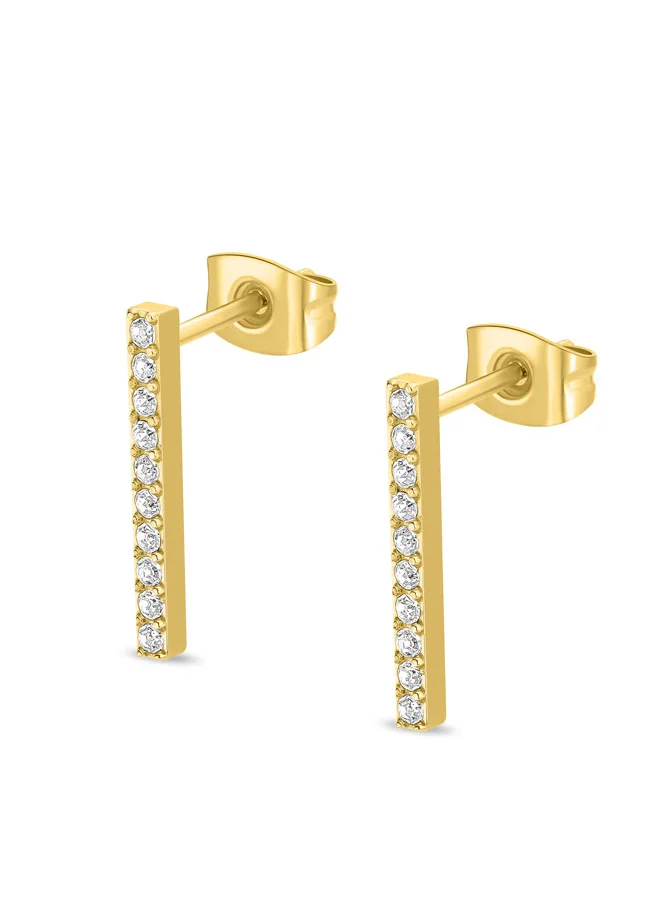 POLICE POLICE Medellin Gold-Plated Earrings - Sleek Straight Drop Design with Shimmering Crystals