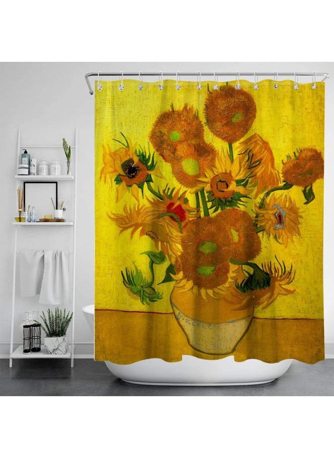 Bluejw - Cross Border Van Gogh Art Shower Curtain Bathroom 3D Printing Waterproof Fabric With Hook Decoration Bathtub Waterproof Curtain - Image 1
