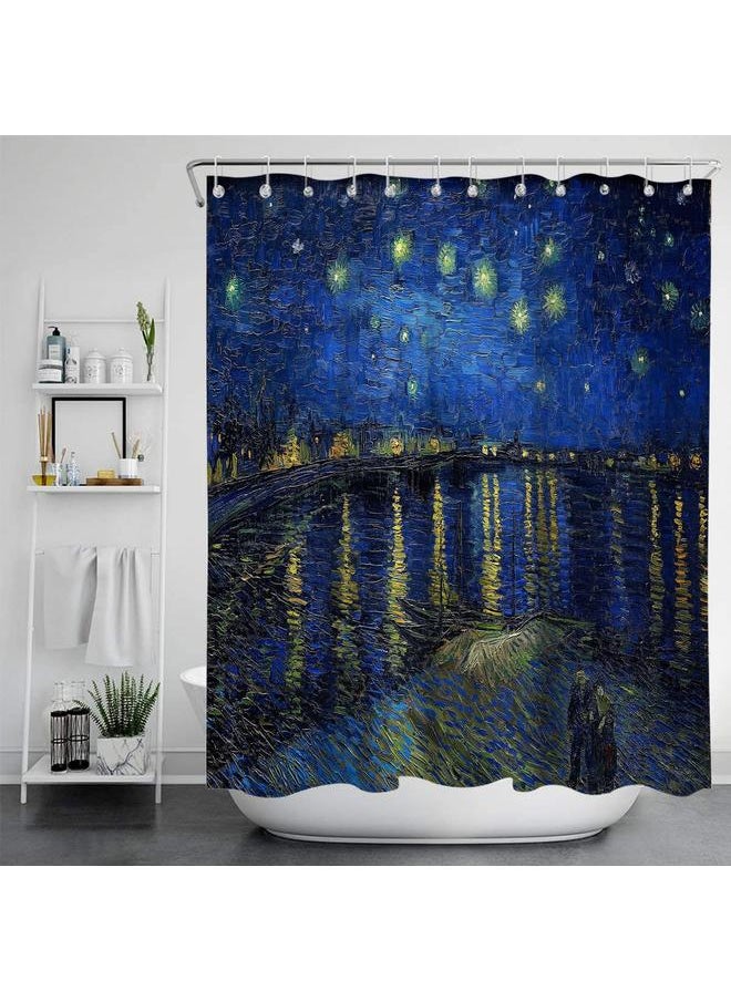 Bluejw - Cross Border Van Gogh Art Shower Curtain Bathroom 3D Printing Waterproof Fabric With Hook Decoration Bathtub Waterproof Curtain - Image 1