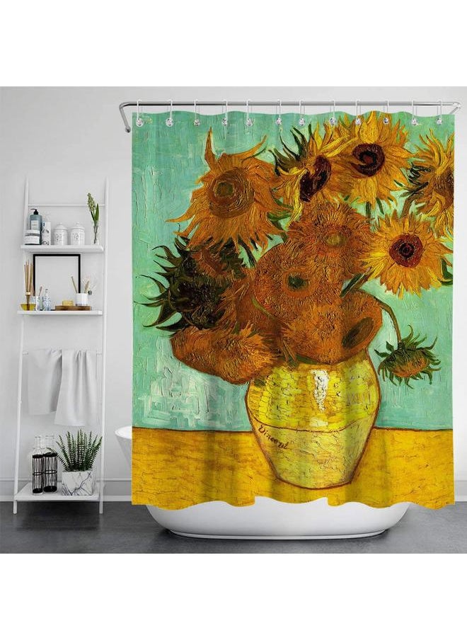 Bluejw - Cross Border Van Gogh Art Shower Curtain Bathroom 3D Printing Waterproof Fabric With Hook Decoration Bathtub Waterproof Curtain - Image 1