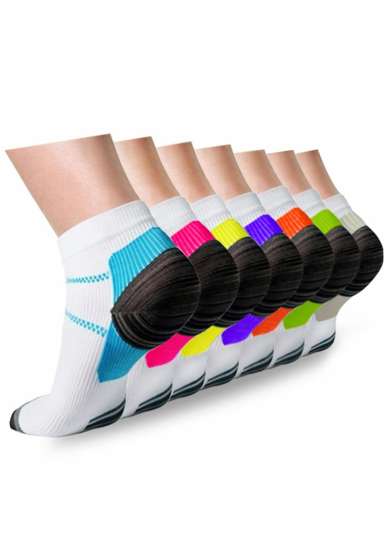 Compression Socks Plantar Fasciitis for Women  Men Circulation 7 Pairs Arch Ankle Support 15-20 mmHg Best for Running Cycling,Nurses,Hiking(S/M) - Image 1