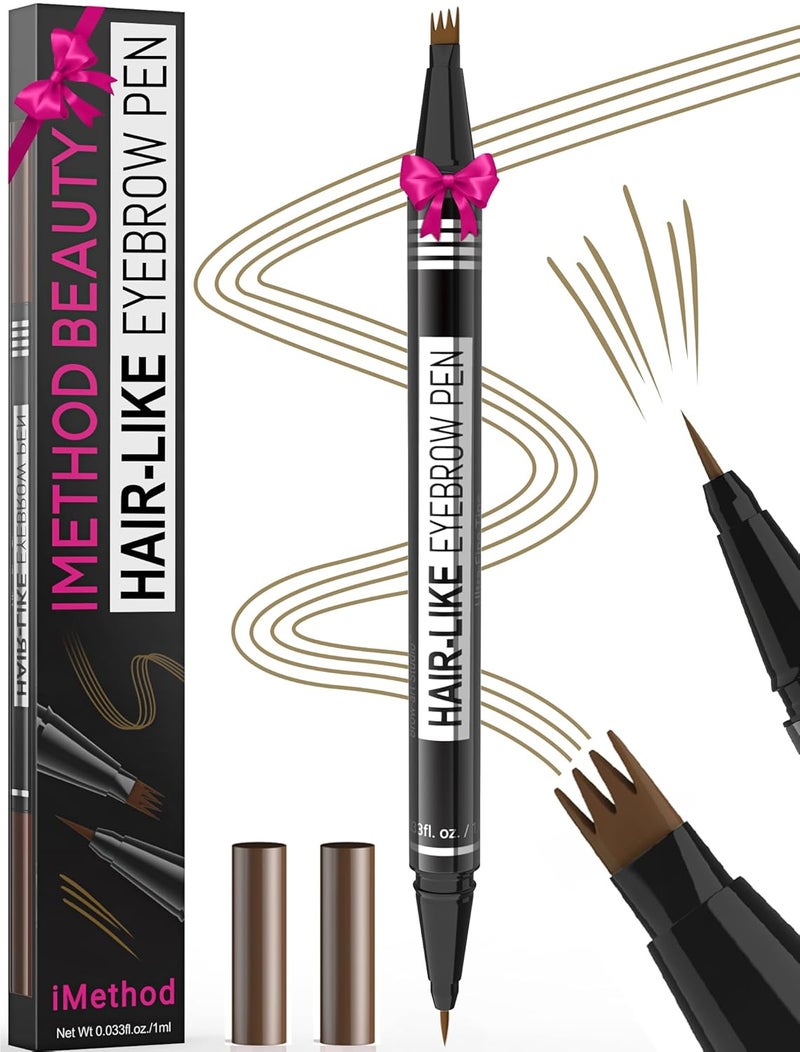 iMethod Microblading Eyebrow Pen  Eyebrow Pencil Magical 2in1 DualEnded Eye Brow Pencils for Women with 4ForkTip  Precise BrushTip Create Natural HairLike Brows Last AllDay Light Brown