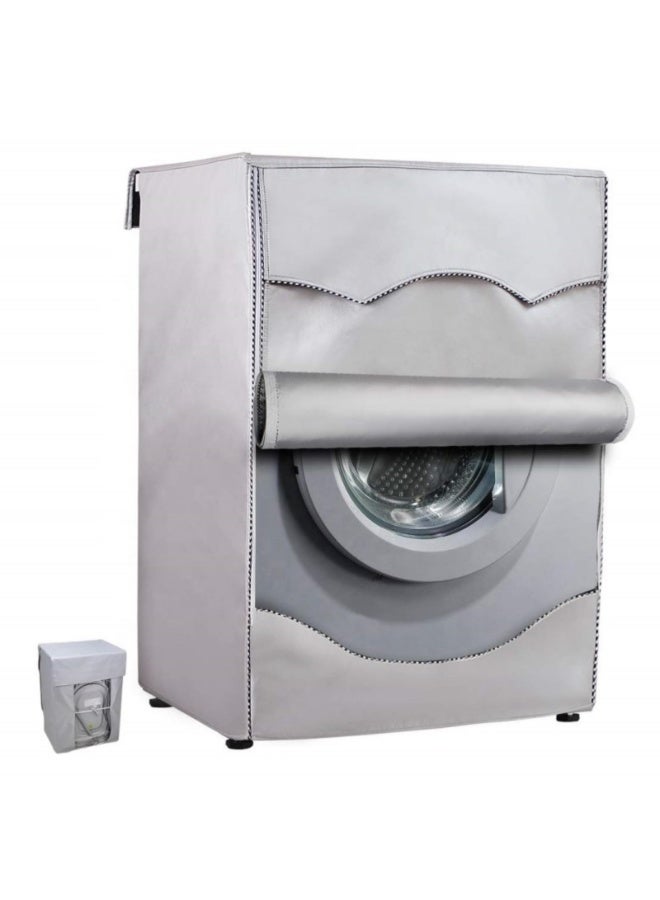 Silver Front-Loading Washing Machine Cover, Waterproof & Dustproof Thickening Protector - Image 2