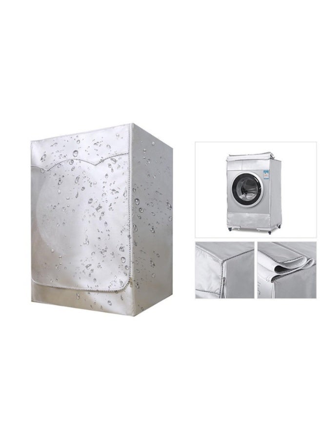 Silver Front-Loading Washing Machine Cover, Waterproof & Dustproof Thickening Protector - Image 1