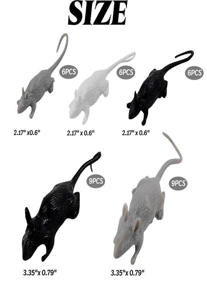 ROYHOO 36PCS Plastic Mini Fake Rat Plastic Mouse Toys Decorations Realistic Pranks Rats Simulated Big Small Mouse Mice Toys for April Fools Day Halloween Prank Party Supplies - Image 3