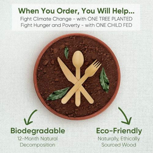 EcoPreps 100% Compostable Wooden Cutlery Set (360 PCS - 150 Forks, 125 Spoons, 85 Knives) Eco-Friendly, Natural, Biodegradable Disposable Utensils Set | Birch Wood Disposable Forks, Knives, and Spoons - Image 3