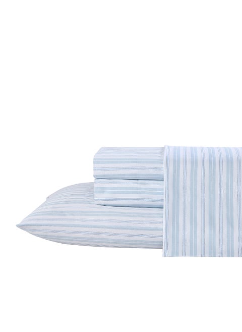 Laura Ashley  Queen Sheets Soft Sateen Cotton Bedding Set  Sleek Smooth  Breathable Home Decor Fern Blue Queen