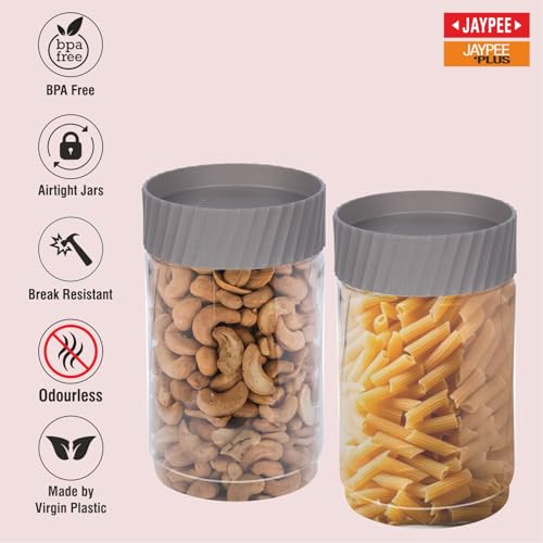 Jaypee Plus Staxx 750ml Home And Kitchen Storage Mirror Grey Container (Pack Of 2) - Image 3