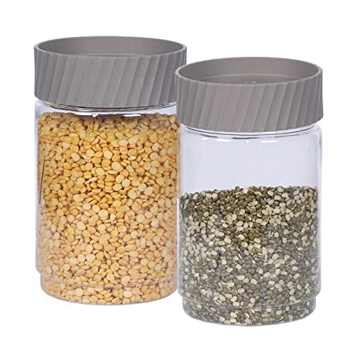 Jaypee Plus Staxx 750ml Home And Kitchen Storage Mirror Grey Container (Pack Of 2) - Image 1