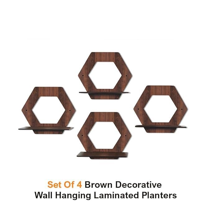 9br Wall Mounted Shelf for Living Room Stylish MDF Floating Shelf Freestanding for Living Room Bedroom Kitchen Easy Assembly Set of 4 HEXAGONE Shelf - Image 3