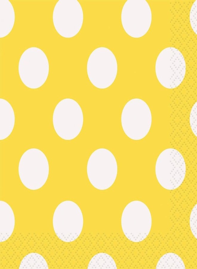 Unique Party Yellow Polka Dot Beverage Napkins, 16ct - Image 3
