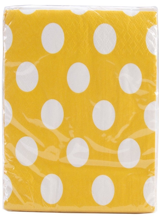 Unique Party Yellow Polka Dot Beverage Napkins, 16ct - Image 2