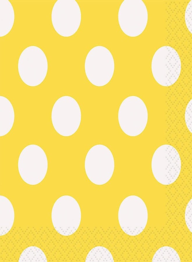 Unique Party Yellow Polka Dot Beverage Napkins, 16ct - Image 5