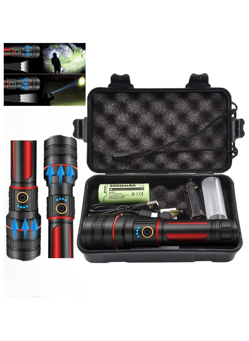 Generic Rechargeable LED Flashlights High Lumens 120000 Lumens Super Bright Flashlight 5 Modes Zoomable IP68 Waterproof Tactical Flashlights for Emergencies and Camping  - Image 1