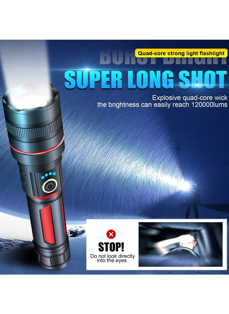 Generic Rechargeable LED Flashlights High Lumens 120000 Lumens Super Bright Flashlight 5 Modes Zoomable IP68 Waterproof Tactical Flashlights for Emergencies and Camping  - Image 3