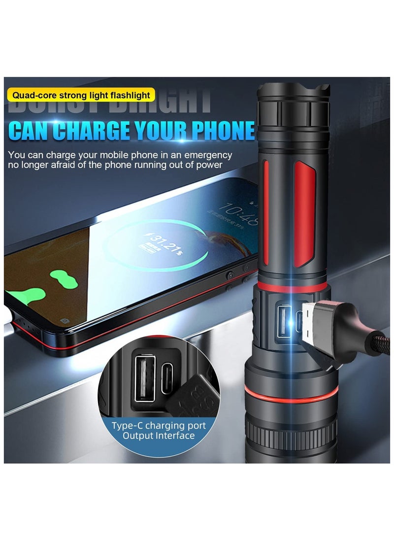 Rechargeable LED Flashlights High Lumens 120000 Lumens Super Bright Flashlight 5 Modes Zoomable IP68 Waterproof Tactical Flashlights for Emergencies and Camping